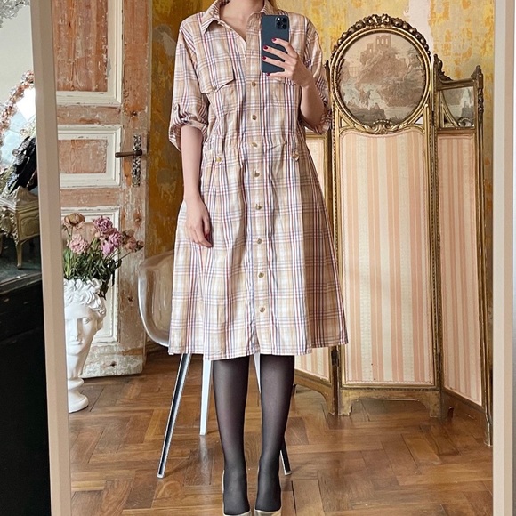 Auth - VTG Plaid Burberry Down Dress - Picture 2 of 8